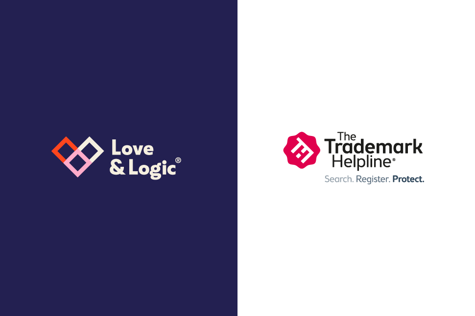 Love and Logic logo next to The Trademark Helpline logo
