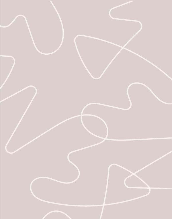 An abstract pattern composed of continuous, smooth white lines on a muted beige background. These lines create a series of interlocking and overlapping shapes, resembling a freeform squiggle pattern. The design is minimalistic, using only two colours to create a subtle yet sophisticated visual texture suitable for a modern brand background or decorative graphic element.